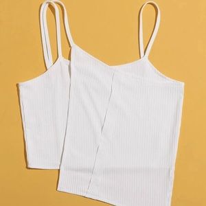 Solid white asymmetrical cami top